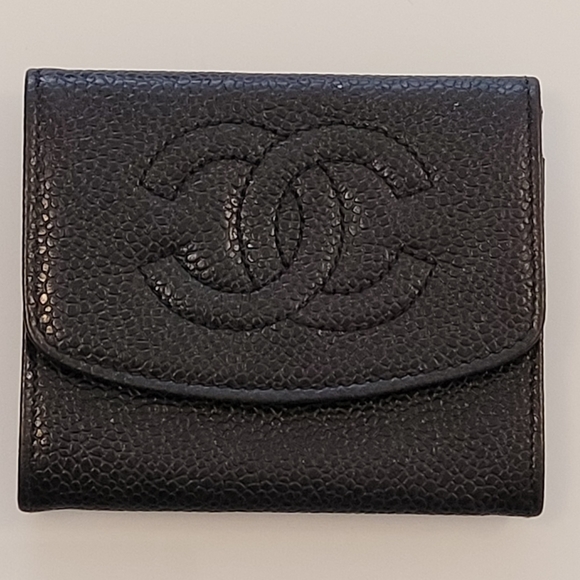 CHANEL Leather Caviar CC Flap Coin Pouch Blk Wallet - Picture 7 of 11